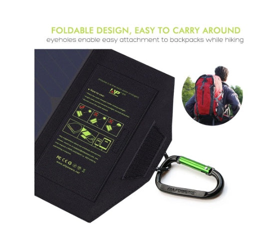 Kompatibel mit Apple, ALLPOWERS 5V21W Tragbares Handy-Ladegerät Solar Powerbank Dual-USB-Ausgang Handy-Ladegerät für iPhone Samsung Smartphone