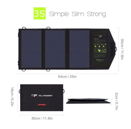 Kompatibel mit Apple, ALLPOWERS 5V21W Tragbares Handy-Ladegerät Solar Powerbank Dual-USB-Ausgang Handy-Ladegerät für iPhone Samsung Smartphone