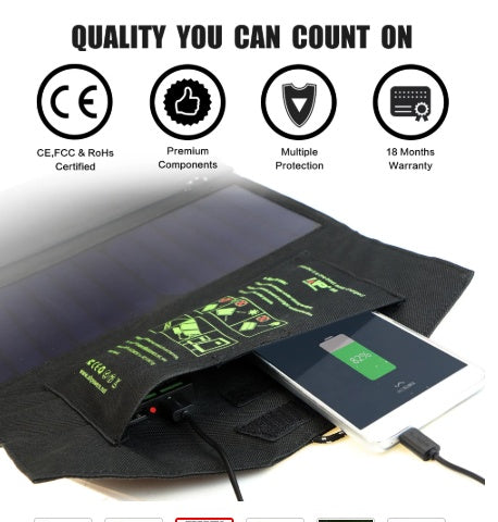 Kompatibel mit Apple, ALLPOWERS 5V21W Tragbares Handy-Ladegerät Solar Powerbank Dual-USB-Ausgang Handy-Ladegerät für iPhone Samsung Smartphone