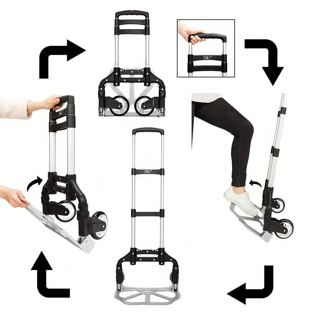 Faltbarer Aluminium-Handwagen & Dolly – 75 kg Tragkraft | Leicht & tragbar