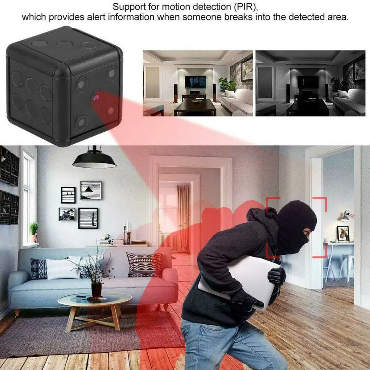 Mini-Würfelkamera Heimüberwachung Nachtsicht HD 1080P Bewegungserkennung Nanny-Cam
