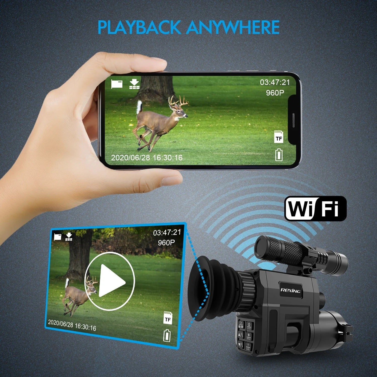 Rexing NVS1 Digital-Infrarot-Nachtsichtgerät mit HD-Videoaufzeichnung und Wi-Fi
