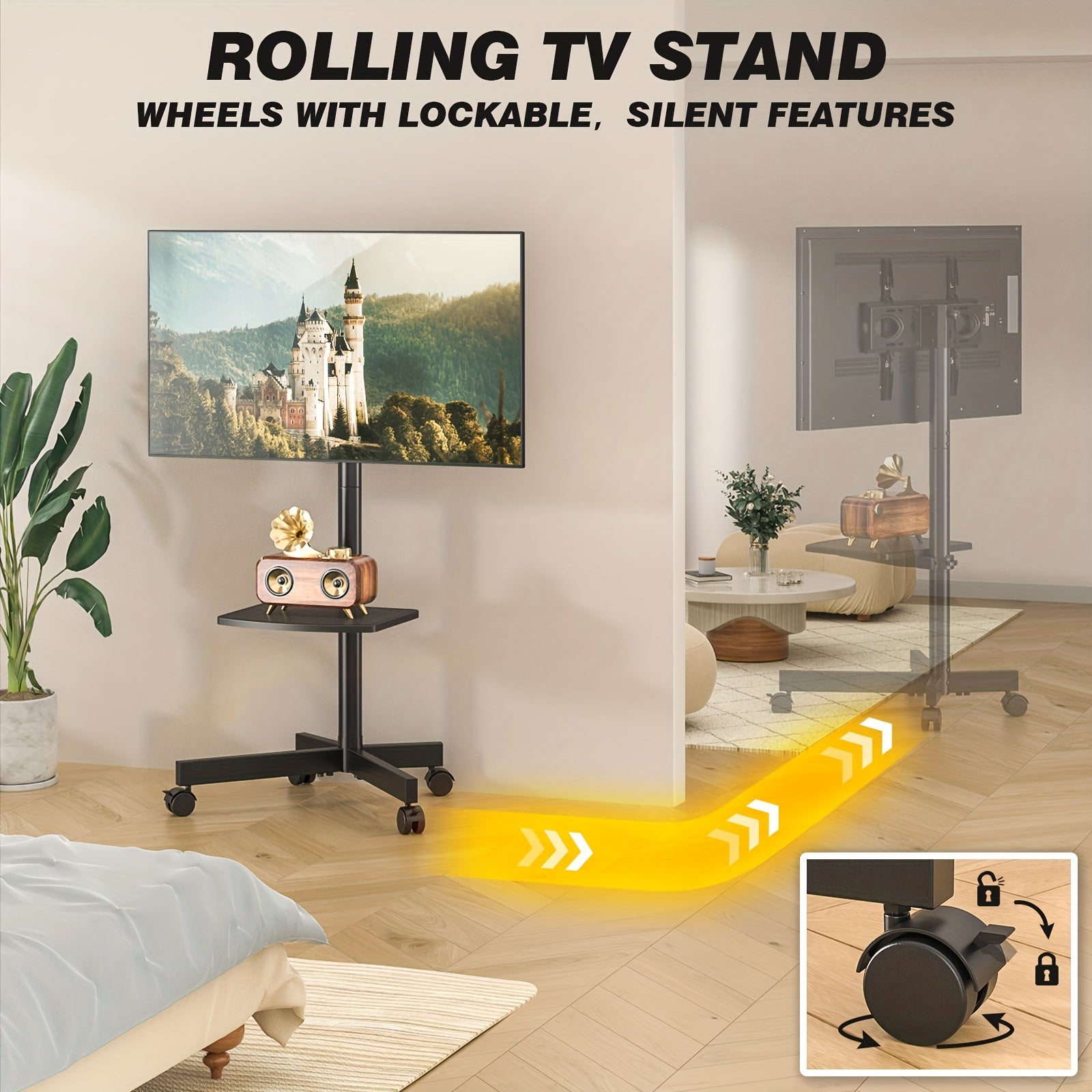 Mobiles TV-Wagenstativ 23-60 Zoll Rollender TV-Ständer mit Ablage VESA 400x400 88lbs