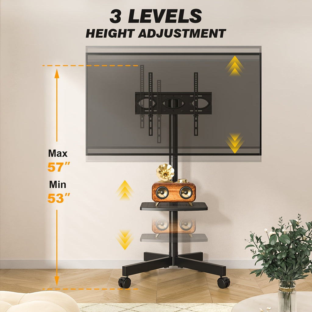 Mobiles TV-Wagenstativ 23-60 Zoll Rollender TV-Ständer mit Ablage VESA 400x400 88lbs