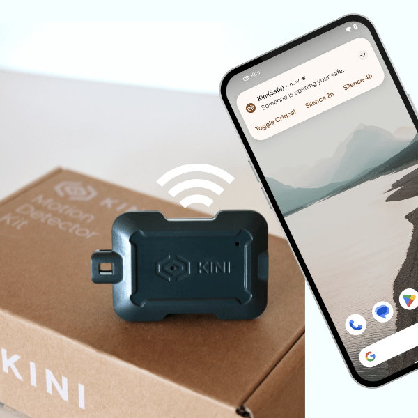 Kini SafeAlert – Manipulationserkennungsgerät mit Echtzeit-SMS, E-Mail und Push-Benachrichtigungen via Wi-Fi