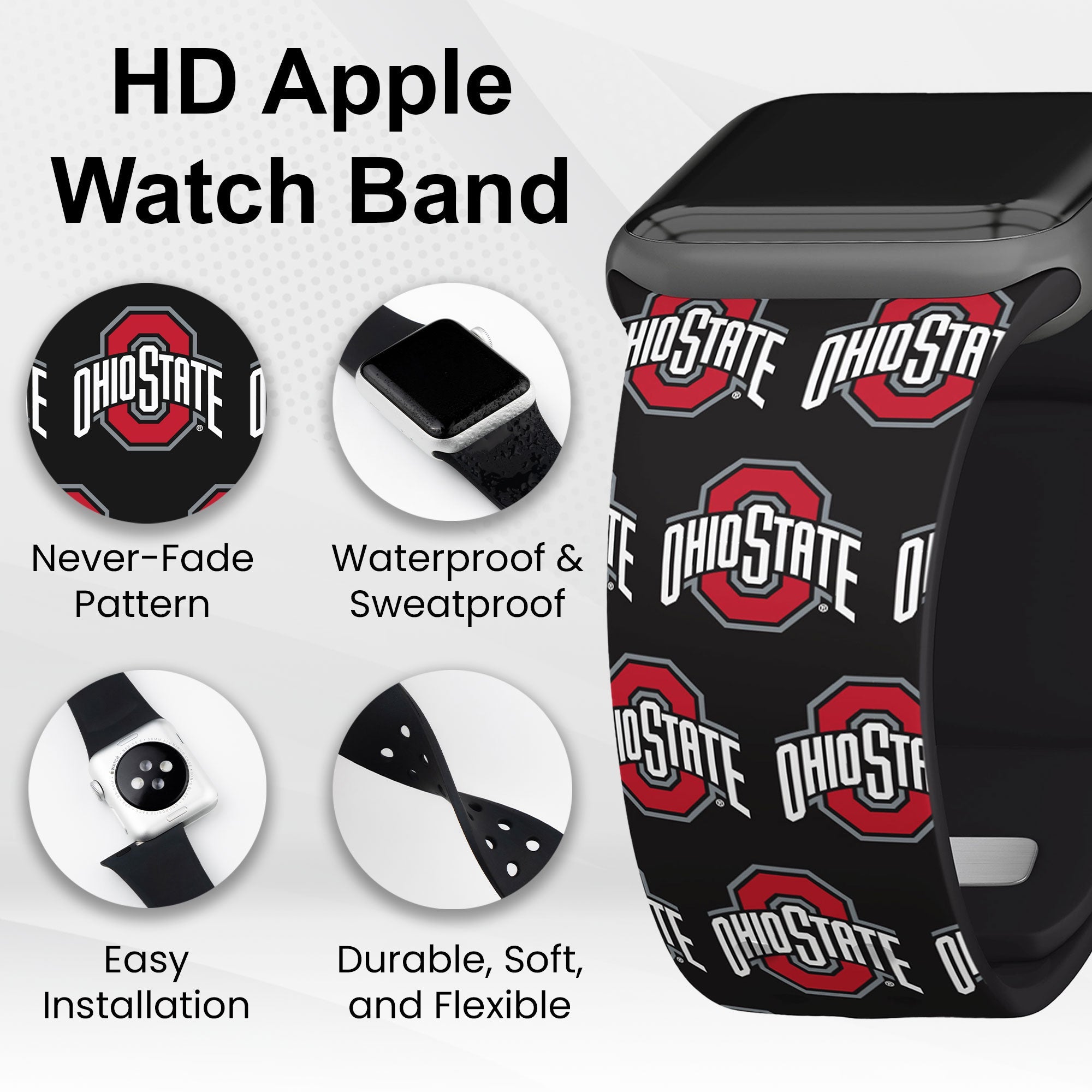Ohio State Buckeyes HD Apple Watch-Armband