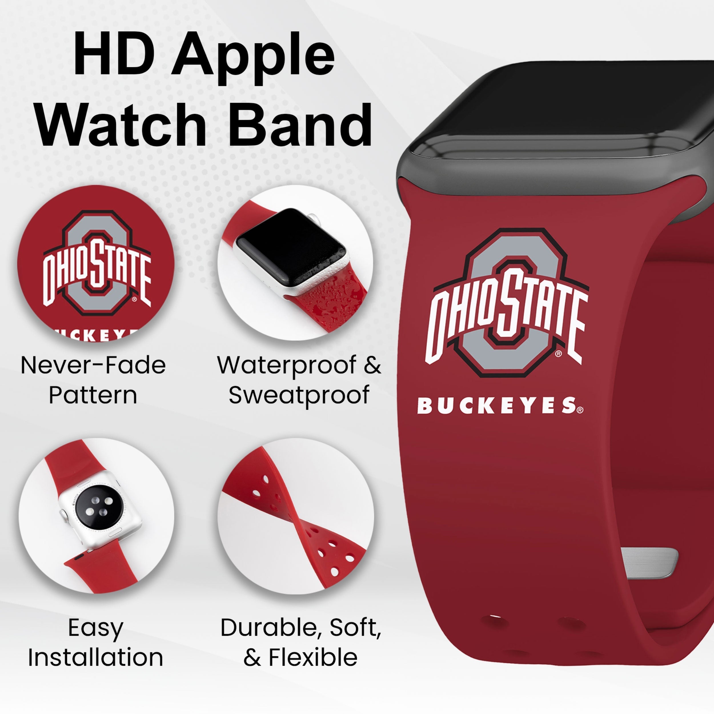 Ohio State Buckeyes HD Apple Watch-Armband