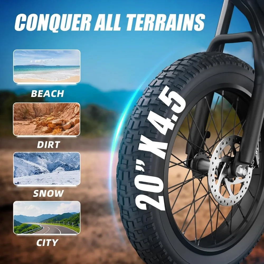 eBike Jungen Fat Tire Elektrofahrrad – 1200W Motor, 48+ km/h Geschwindigkeit