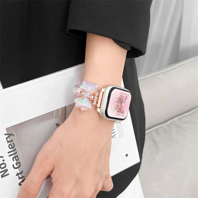 Pinkfarbenes Schleifen-Armband für die Apple Watch
