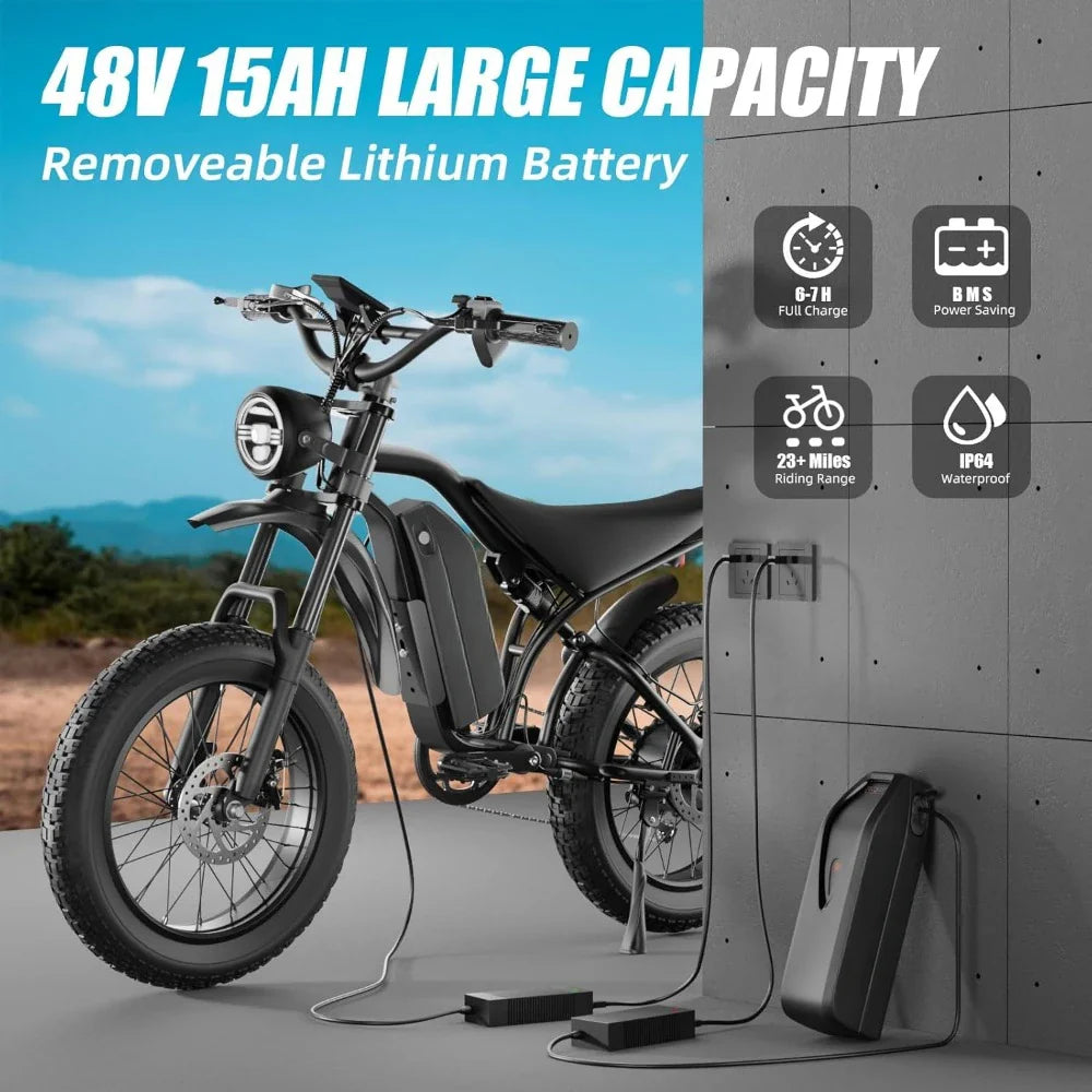 eBike Jungen Fat Tire Elektrofahrrad – 1200W Motor, 48+ km/h Geschwindigkeit