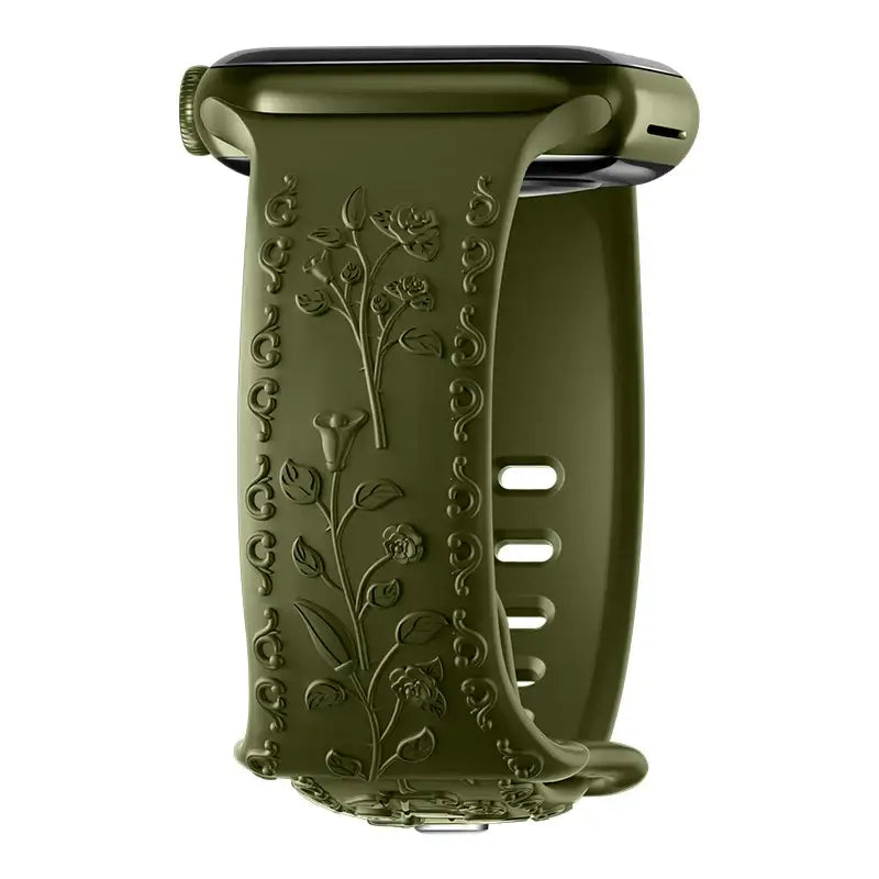 Apple Watch Silikonarmband – Floral graviert – Stilvolles Design