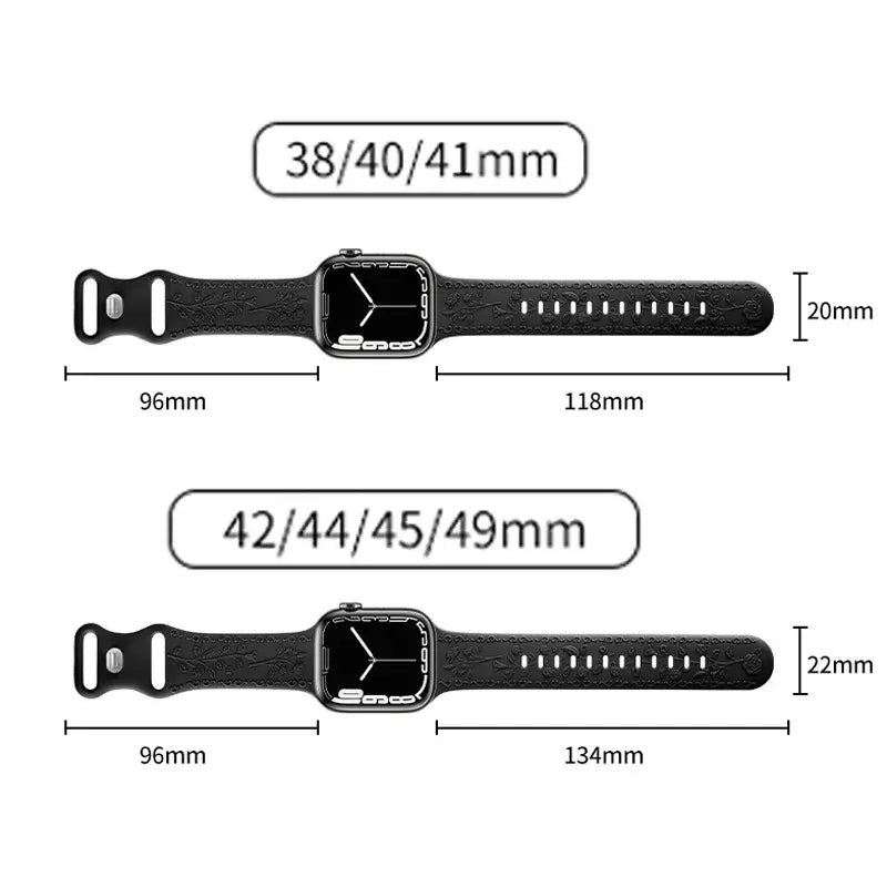 Apple Watch Silikonarmband – Floral graviert – Stilvolles Design