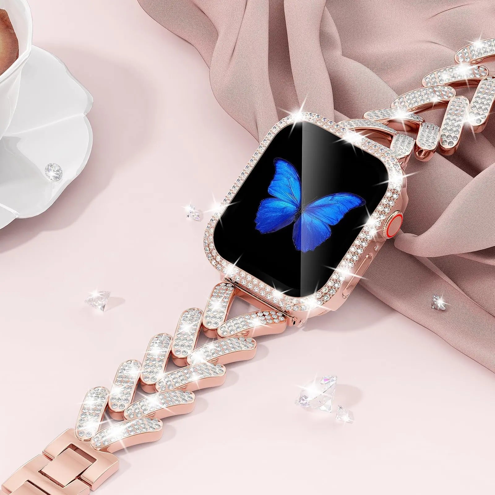 Apple Watch Armband aus Edelstahl – Funkelndes Kristall-Design