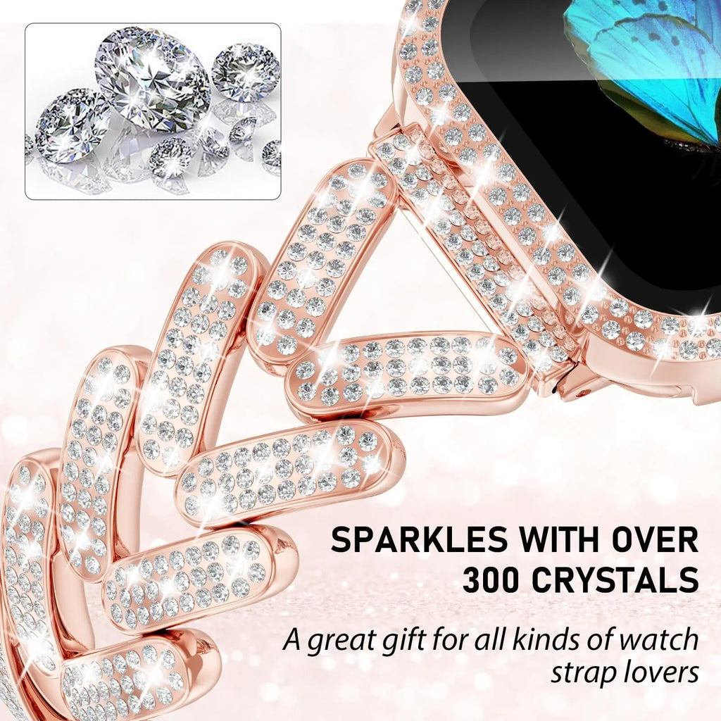Apple Watch Armband aus Edelstahl – Funkelndes Kristall-Design