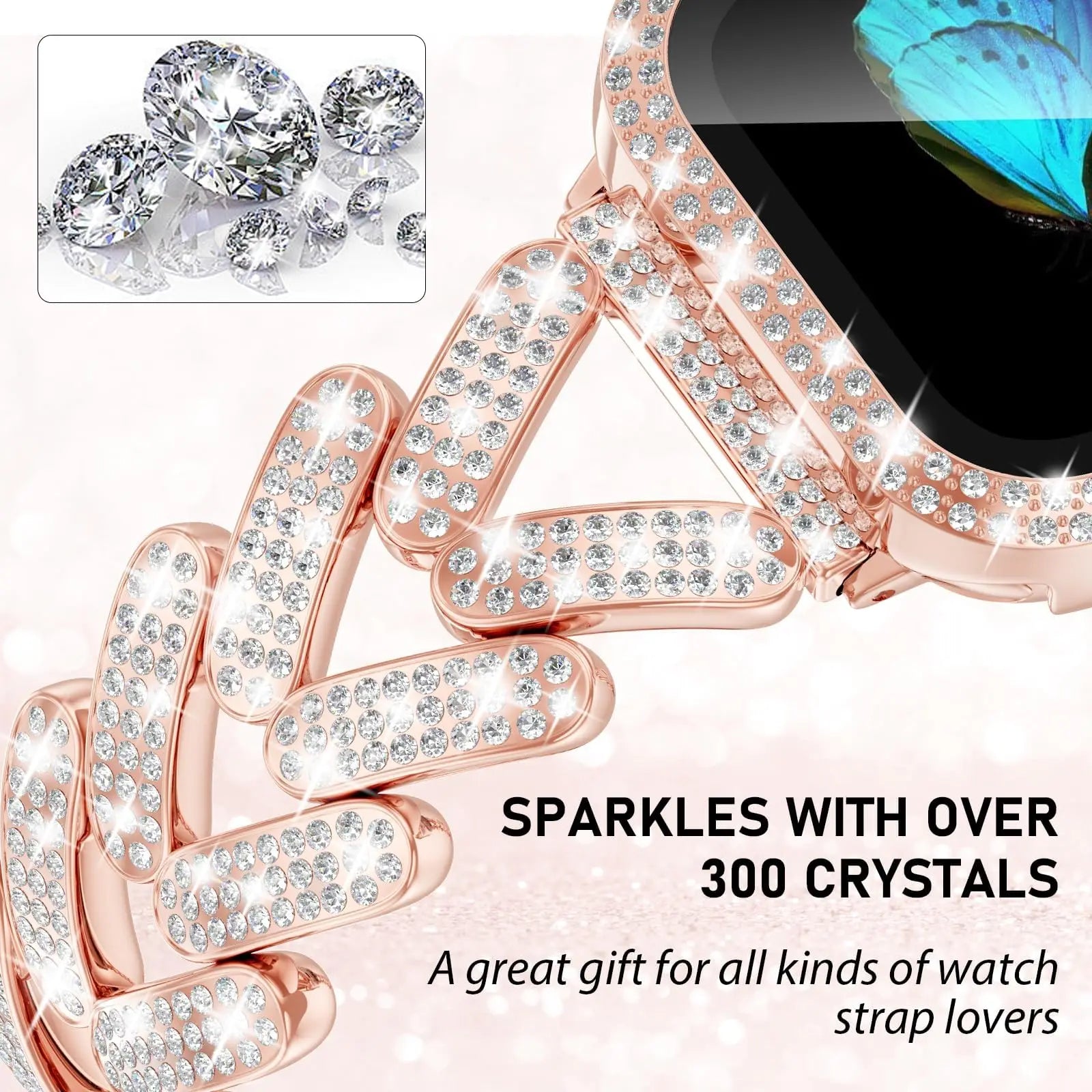 Apple Watch Armband aus Edelstahl – Funkelndes Kristall-Design
