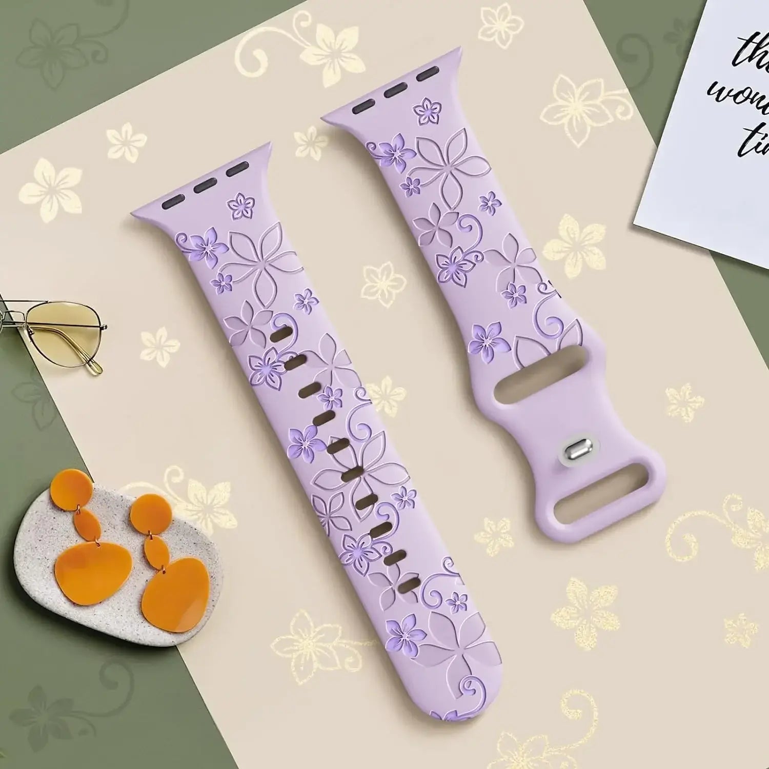 Apple Watch Silikonarmband – Strapazierfähiges Armband mit Blumenmuster
