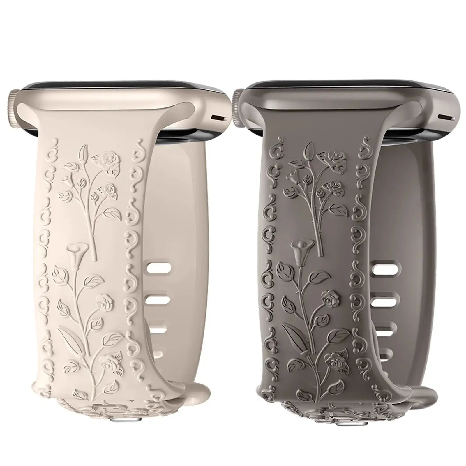 Apple Watch Silikonarmband – Floral graviert – Stilvolles Design