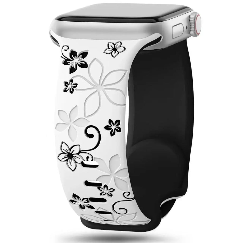 Apple Watch Silikonarmband – Strapazierfähiges Armband mit Blumenmuster