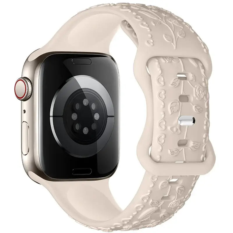 Apple Watch Silikonarmband – Floral graviert – Stilvolles Design