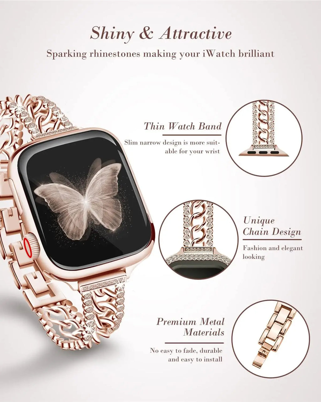 Apple Watch Gliederarmband – Strass-Loop-Armband
