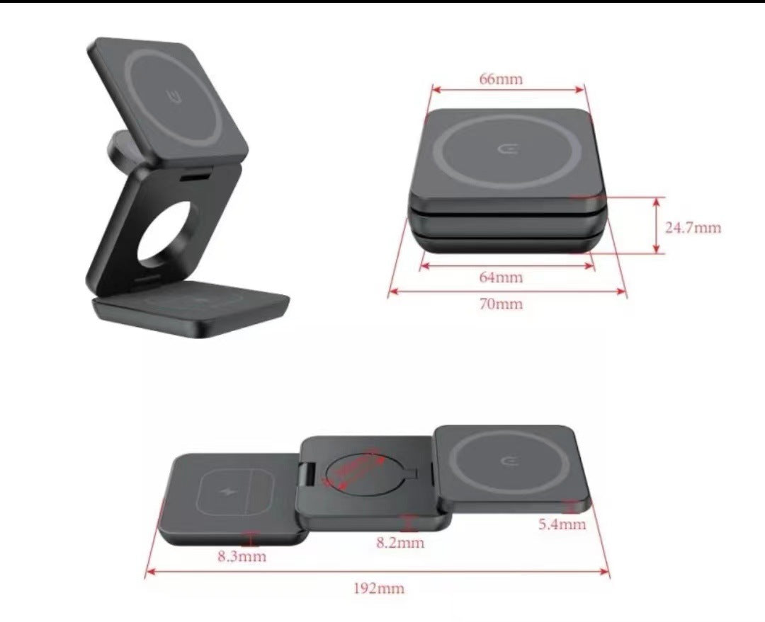 Faltbares 3-in-1-Magnet-Wireless-Ladegerät