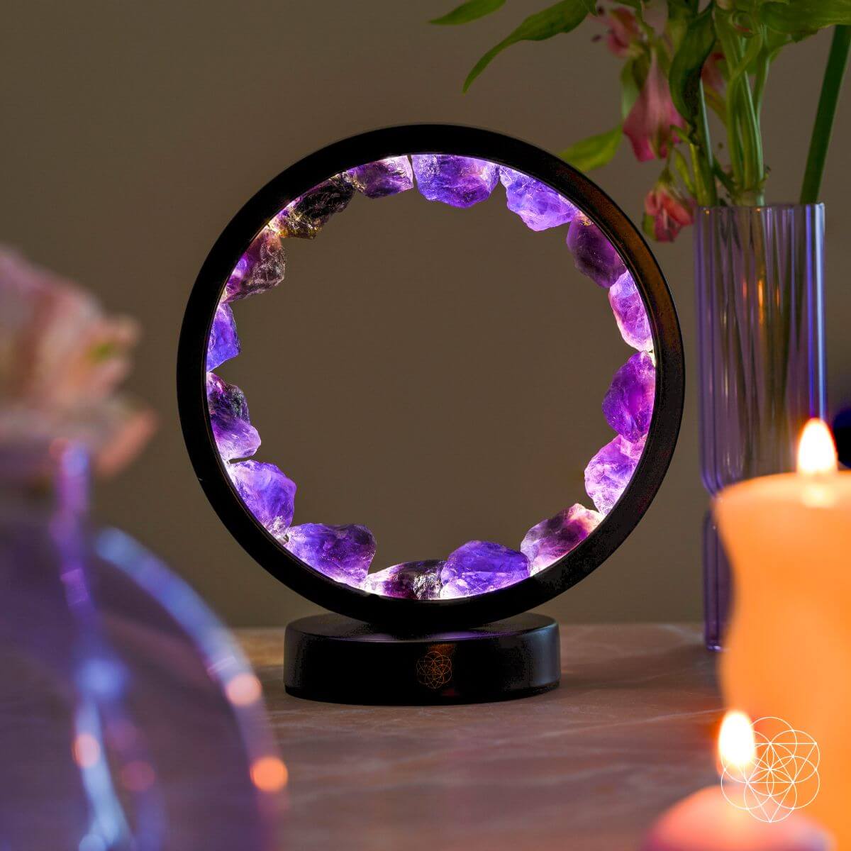 Ich bin in Frieden – Spiritueller Schutz Amethyst-Lampe