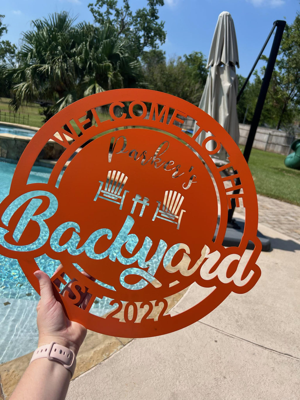 Personalisiertes Gartenschild - Individuelle Metallwandkunst für Garten, Terrasse, Veranda - Perfektes Geschenk für Zuhause - Hochzeitsgeschenk - Jubiläumsgeschenk