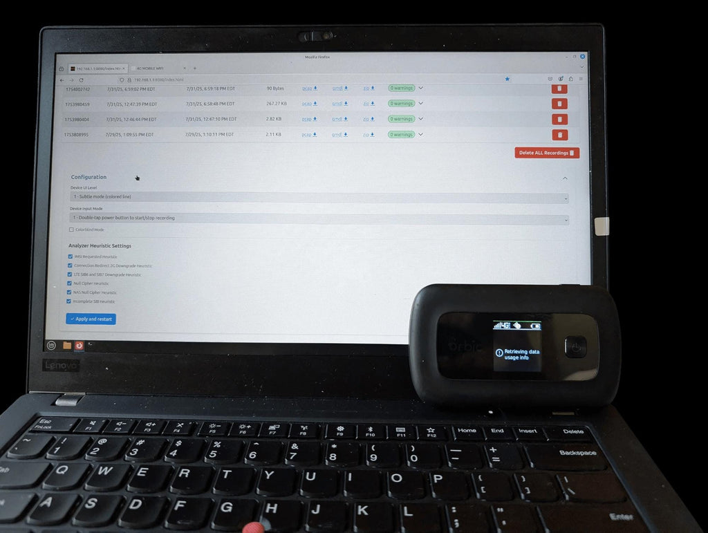 RayHunter IMSI-Catcher & Stingray Detektor – Mobiler Hotspot Orbic RC400L