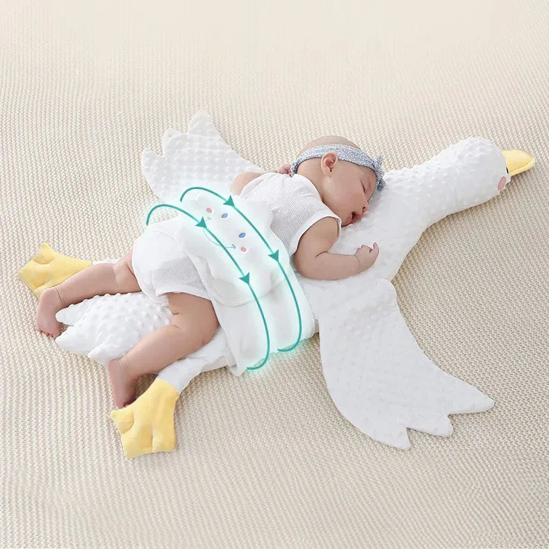 Große weiße Gans Baby-Blähungs-Entlastungskissen - Anti-Kolik Bauchlage Unterstützung für Neugeborene 0-12 Monate | MEACAOFG