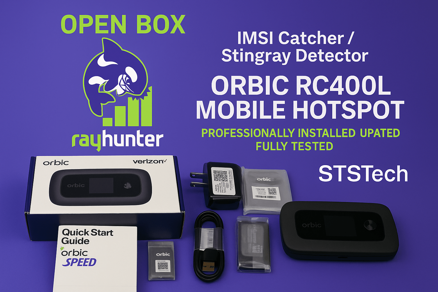 Karton geöffnet – RayHunter IMSI-Catcher / Stingray-Detektor – Orbic RC400L Mobiler Hotspot Professionell installiert • Aktualisiert • Vollständig getestet