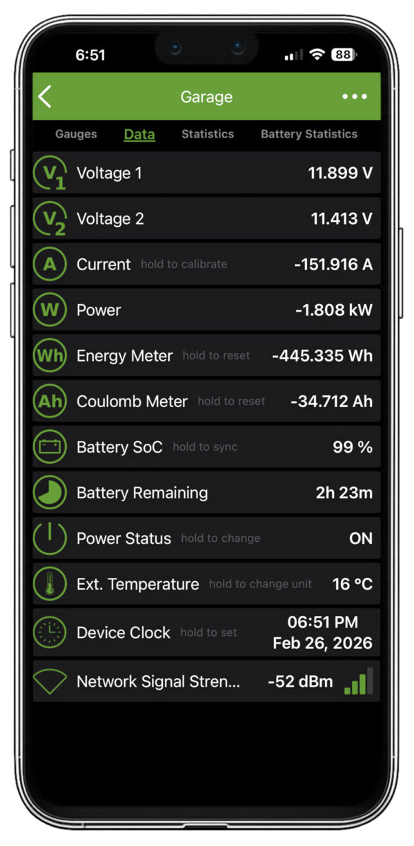 PowerMon-W - WLAN / IoT Advanced Battery Monitor / Gleichstromzähler mit Datenprotokollierung